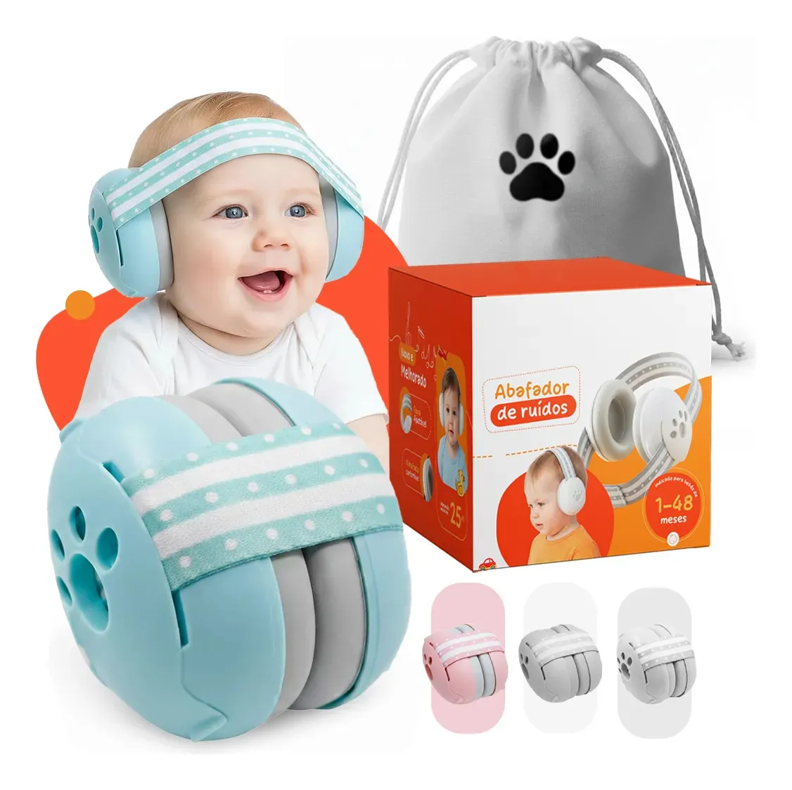 Abafador Fone Som Protetor Ruído Auricular Infantil Ajustável